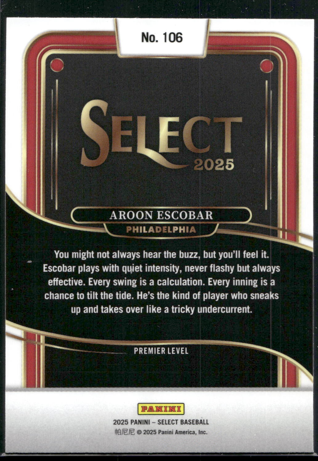 2025 Panini Select #106 Aroon Escobar