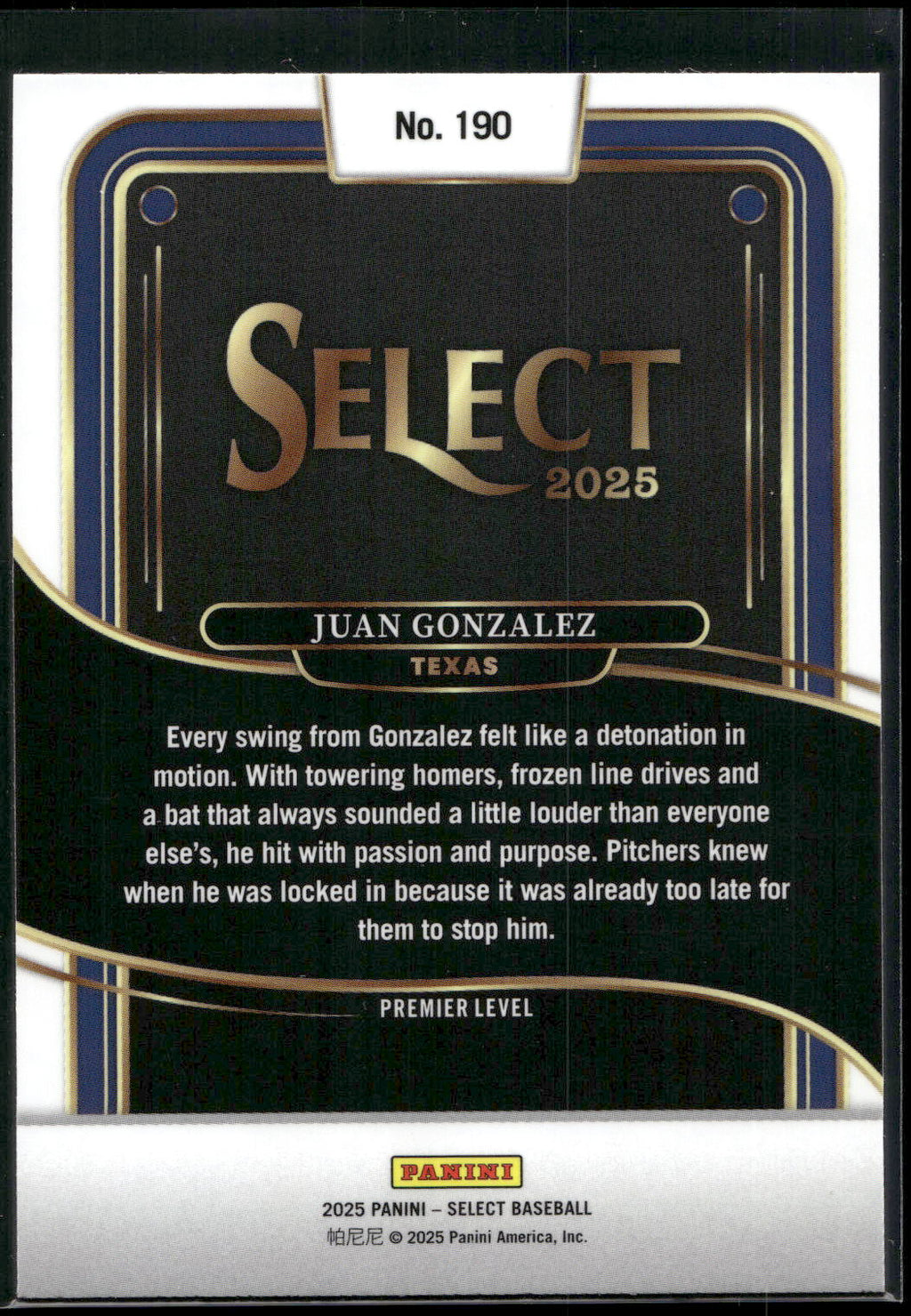 2025 Panini Select #190 Juan Gonzalez