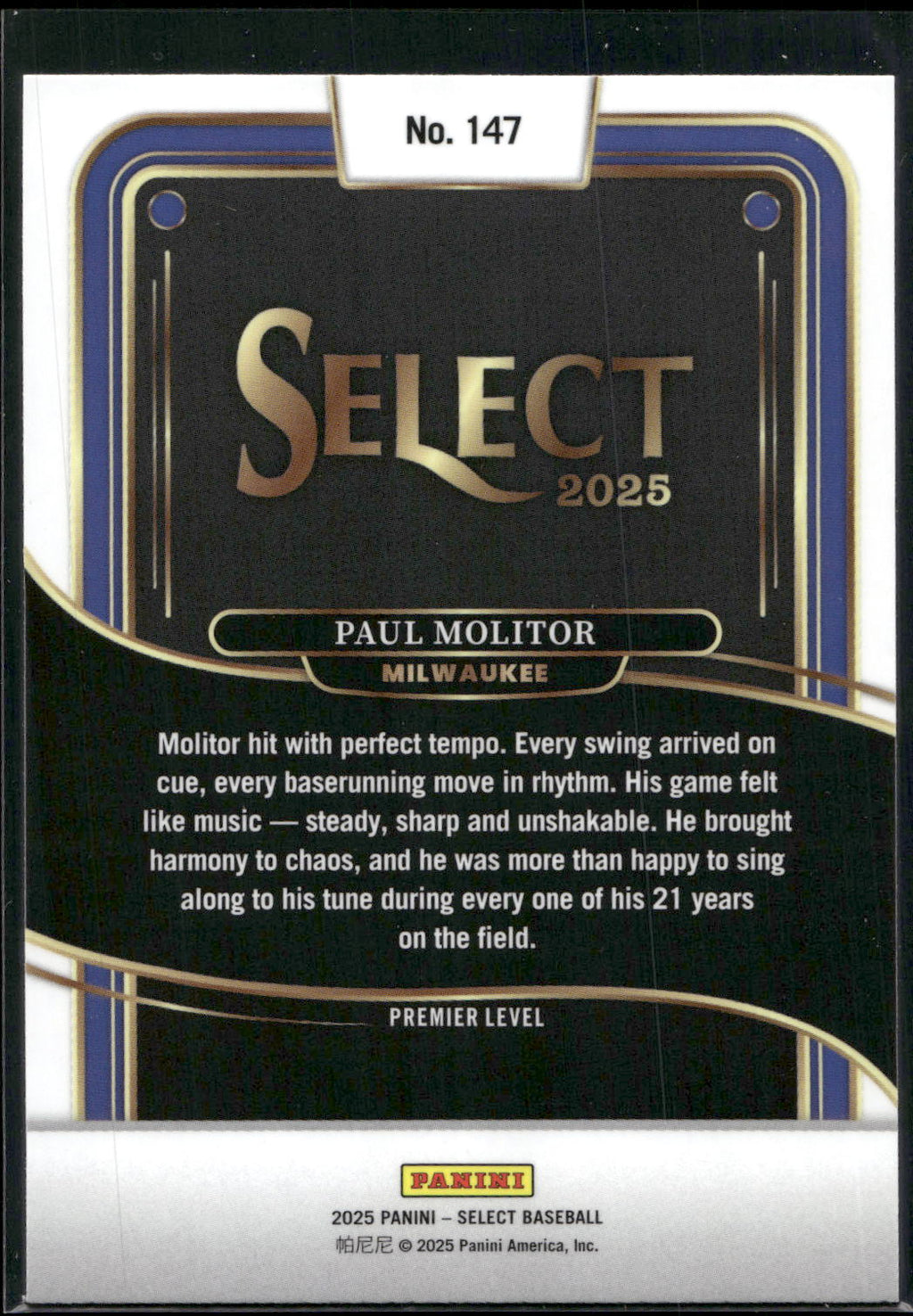 2025 Panini Select #147 Paul Molitor