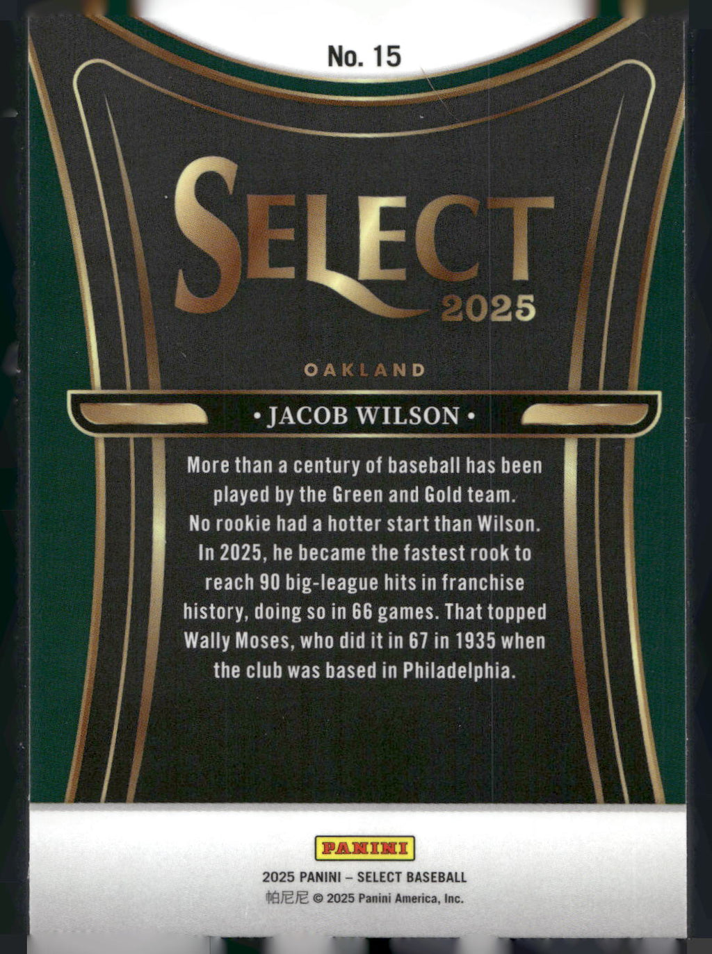 2025 Panini Select #15 Jacob Wilson Phenomenon