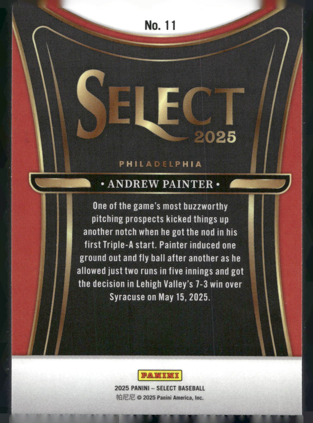 2025 Panini Select #11 Andrew Painter Phenomenon