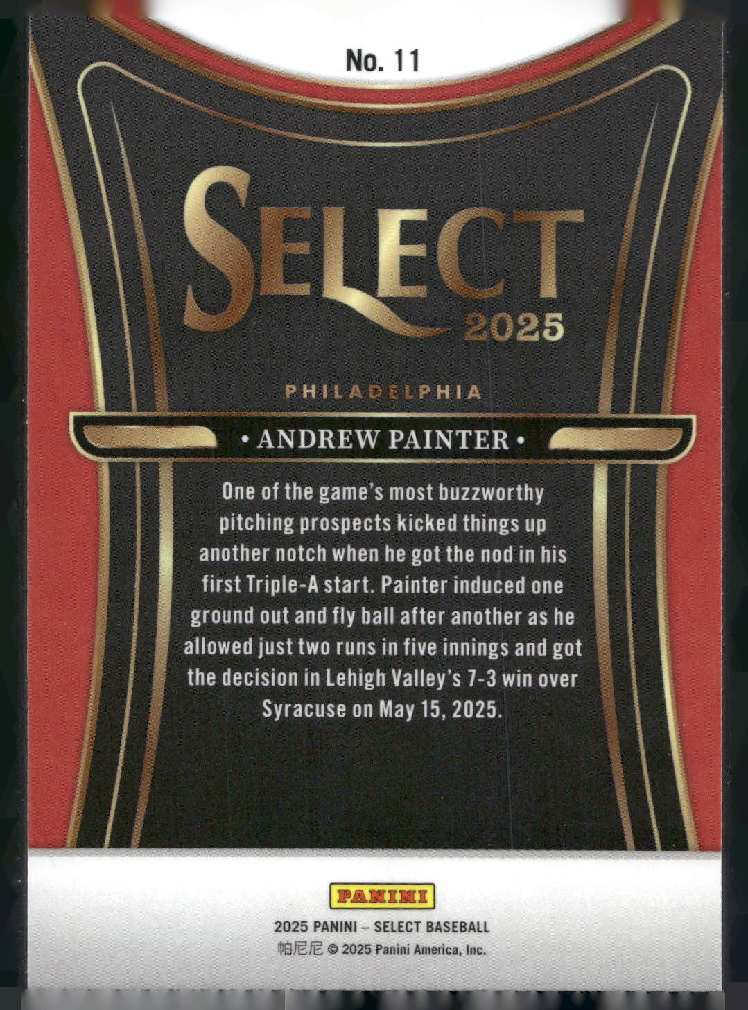 2025 Panini Select #11 Andrew Painter Phenomenon
