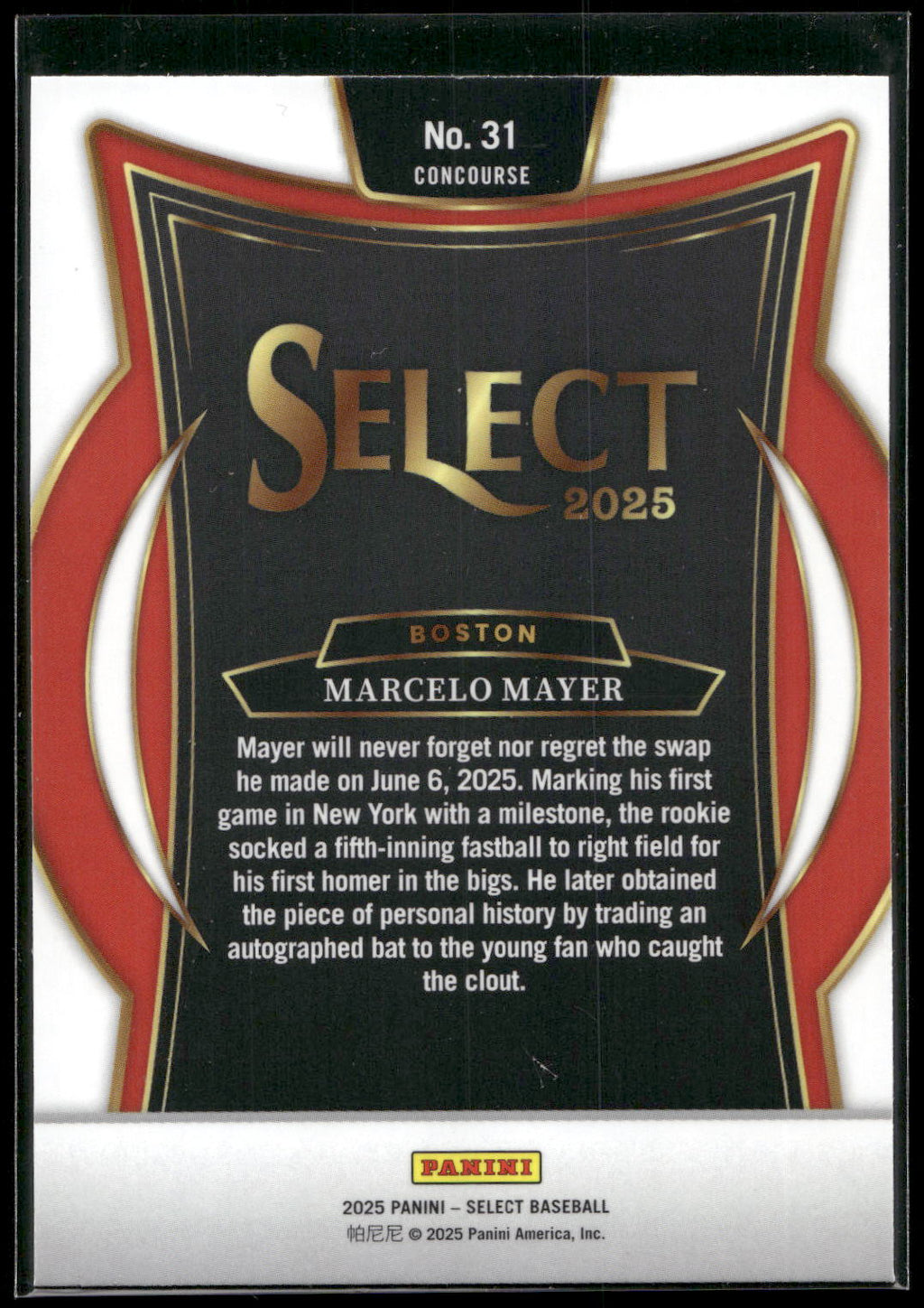 2025 Panini Select #31 Marcelo Mayer