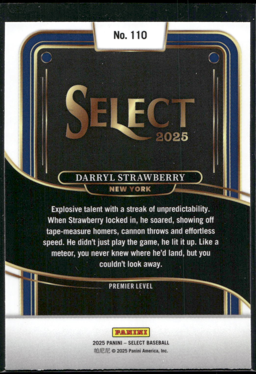 2025 Panini Select #110 Darryl Strawberry