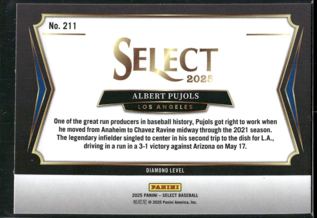 2025 Panini Select #211 Albert Pujols
