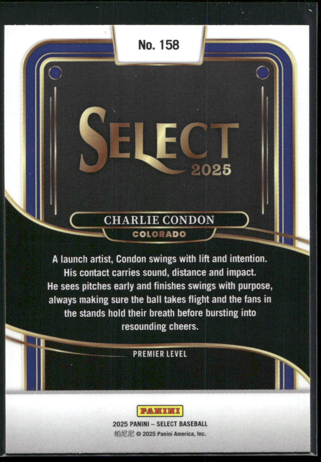 2025 Panini Select #158 Charlie Condon