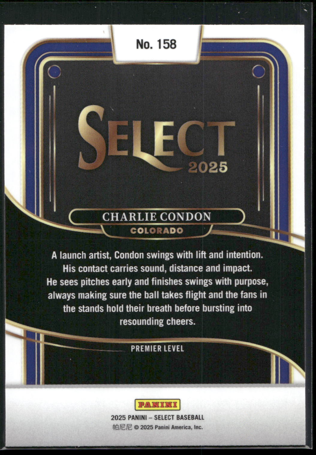 2025 Panini Select #158 Charlie Condon