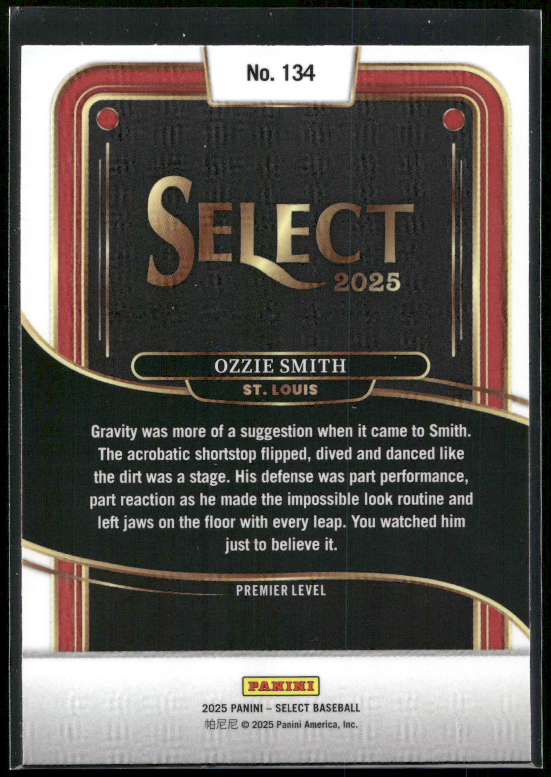 2025 Panini Select #134 Ozzie Smith