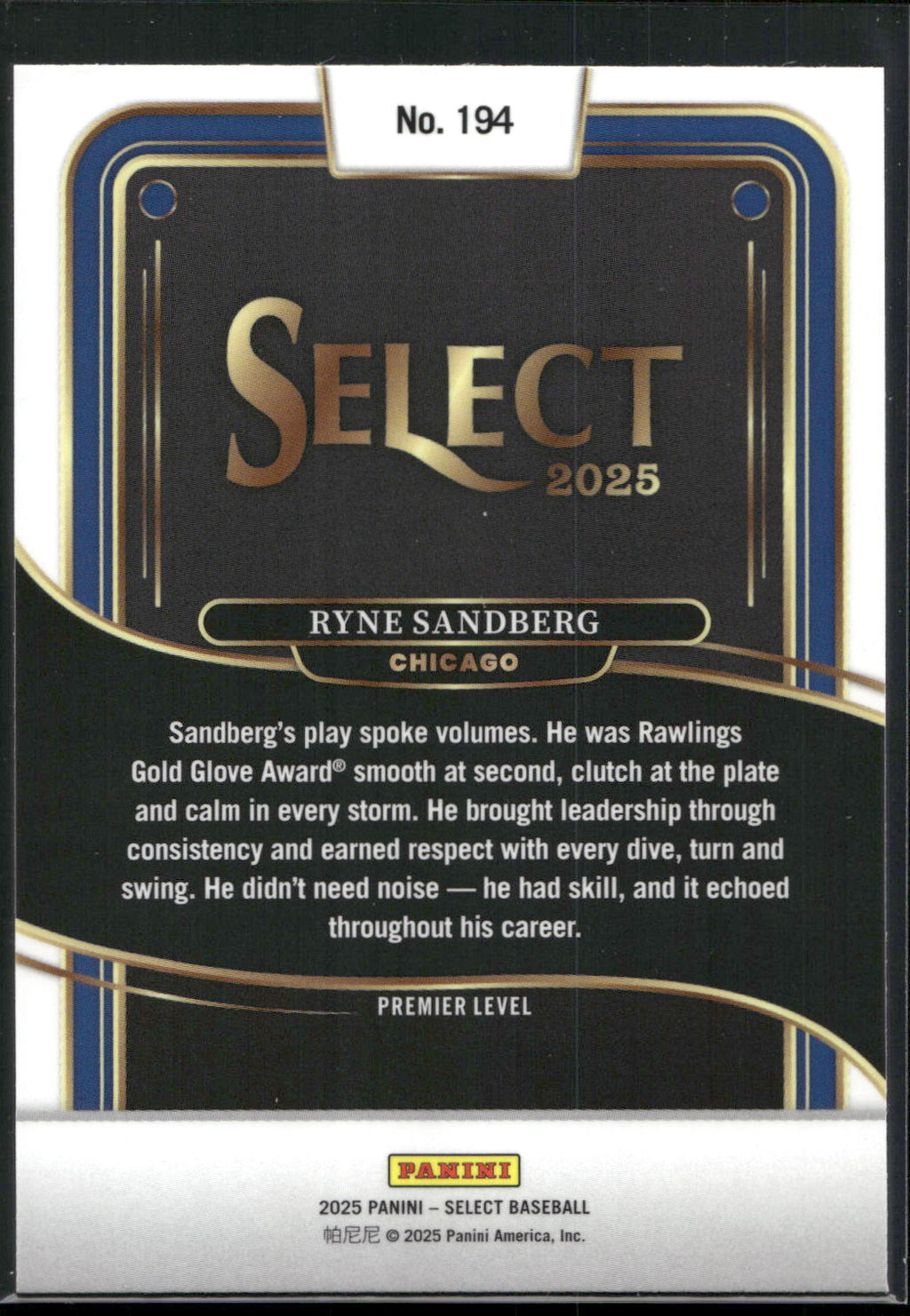 2025 Panini Select #194 Ryne Sandberg