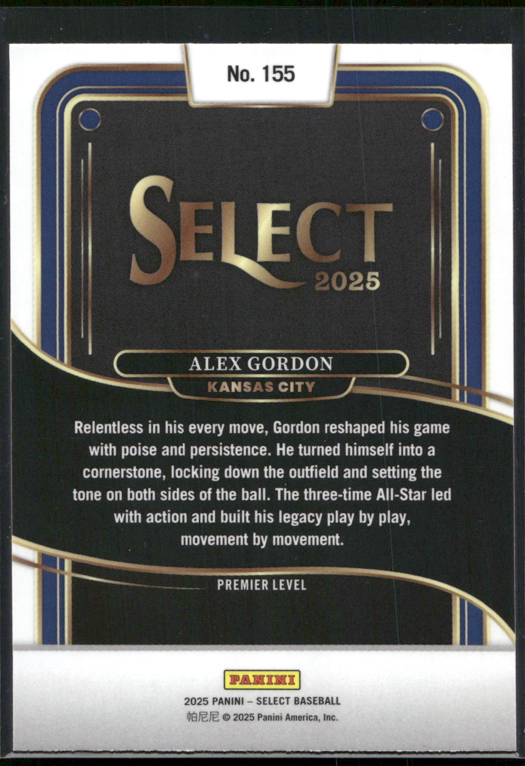 2025 Panini Select #155 Alex Gordon