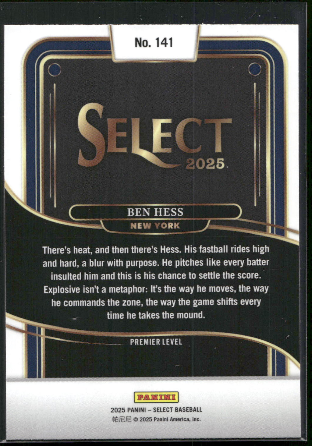 2025 Panini Select #141 Ben Hess