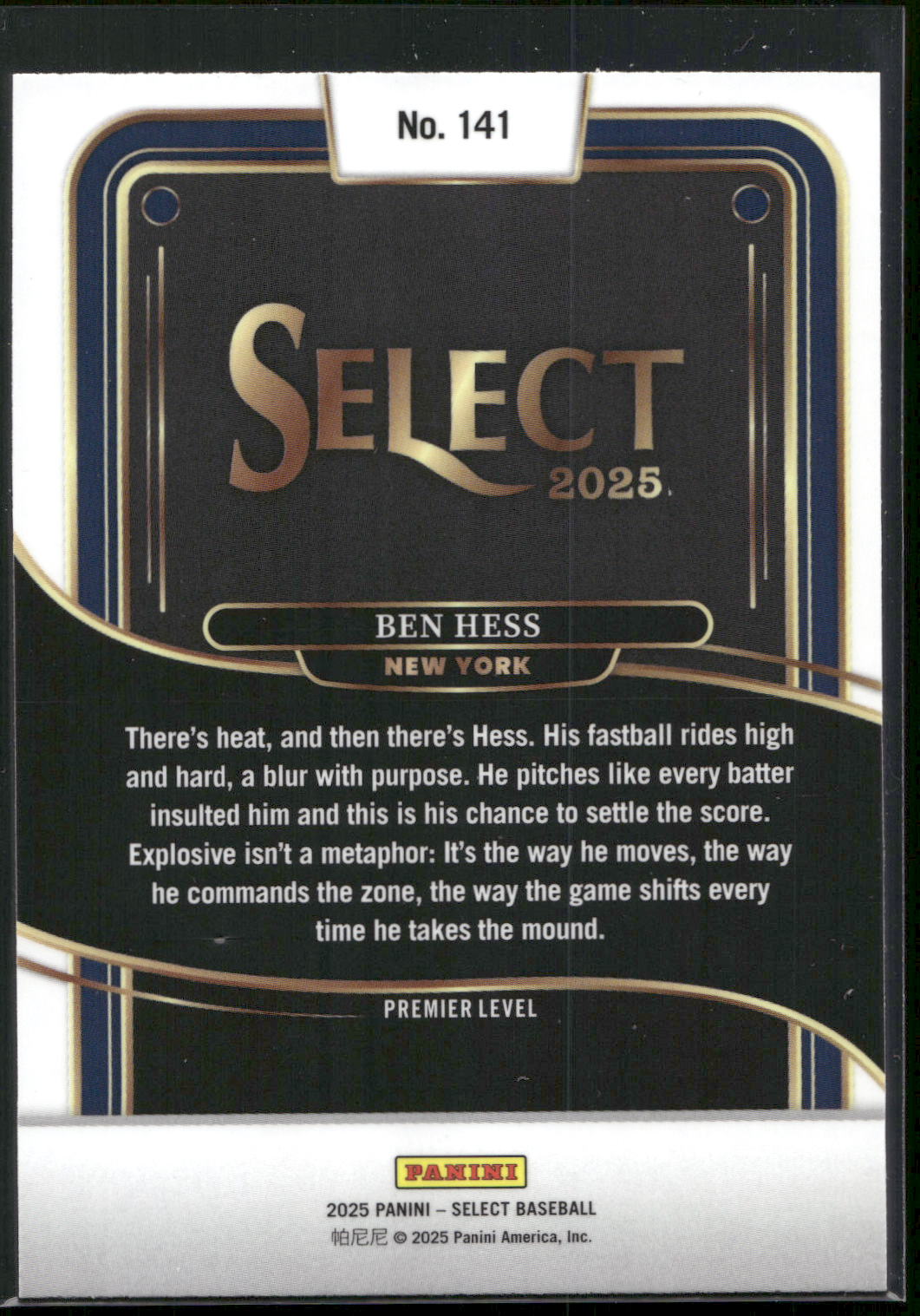 2025 Panini Select #141 Ben Hess