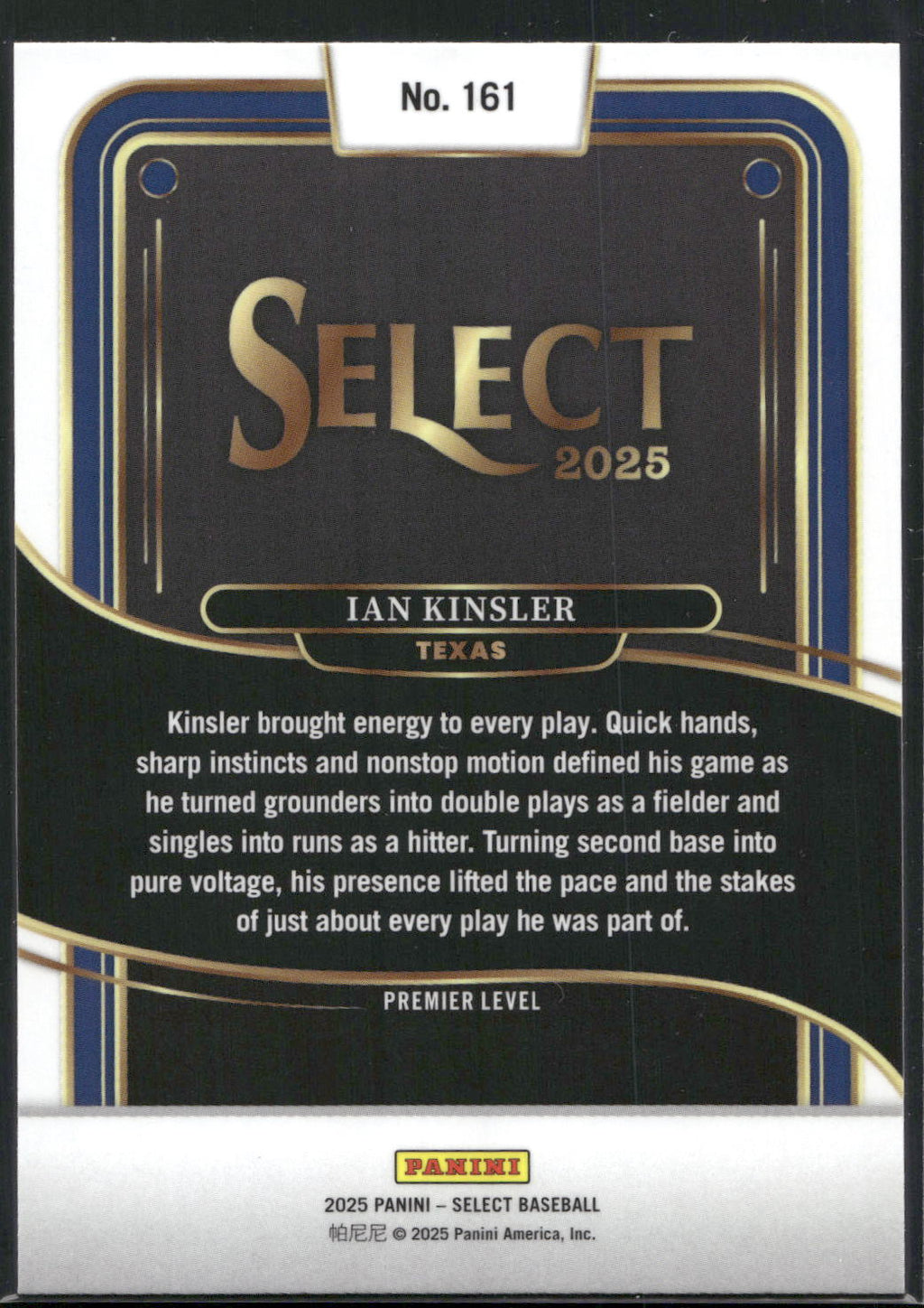 2025 Panini Select #161 Ian Kinsler