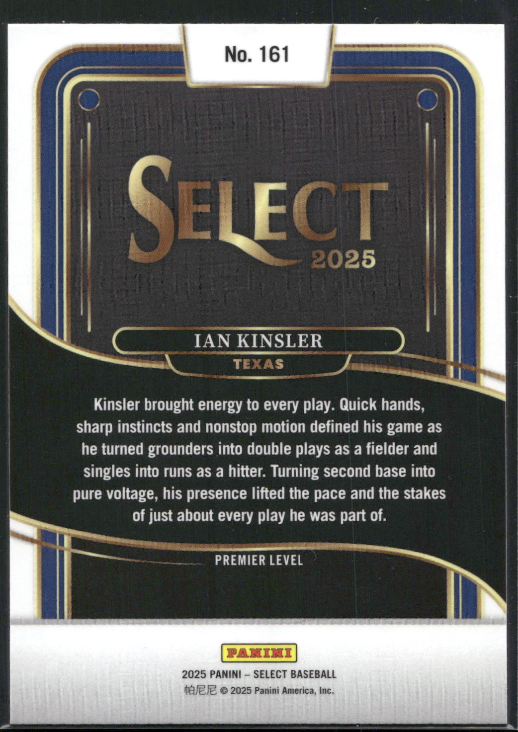 2025 Panini Select #161 Ian Kinsler