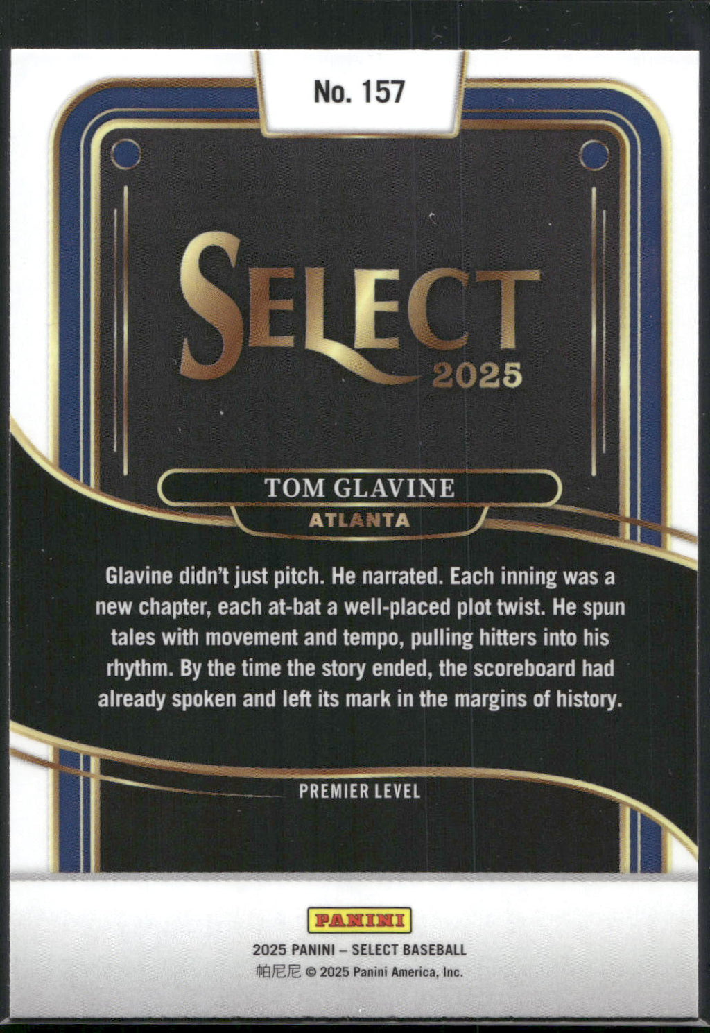 2025 Panini Select #157 Tom Glavine