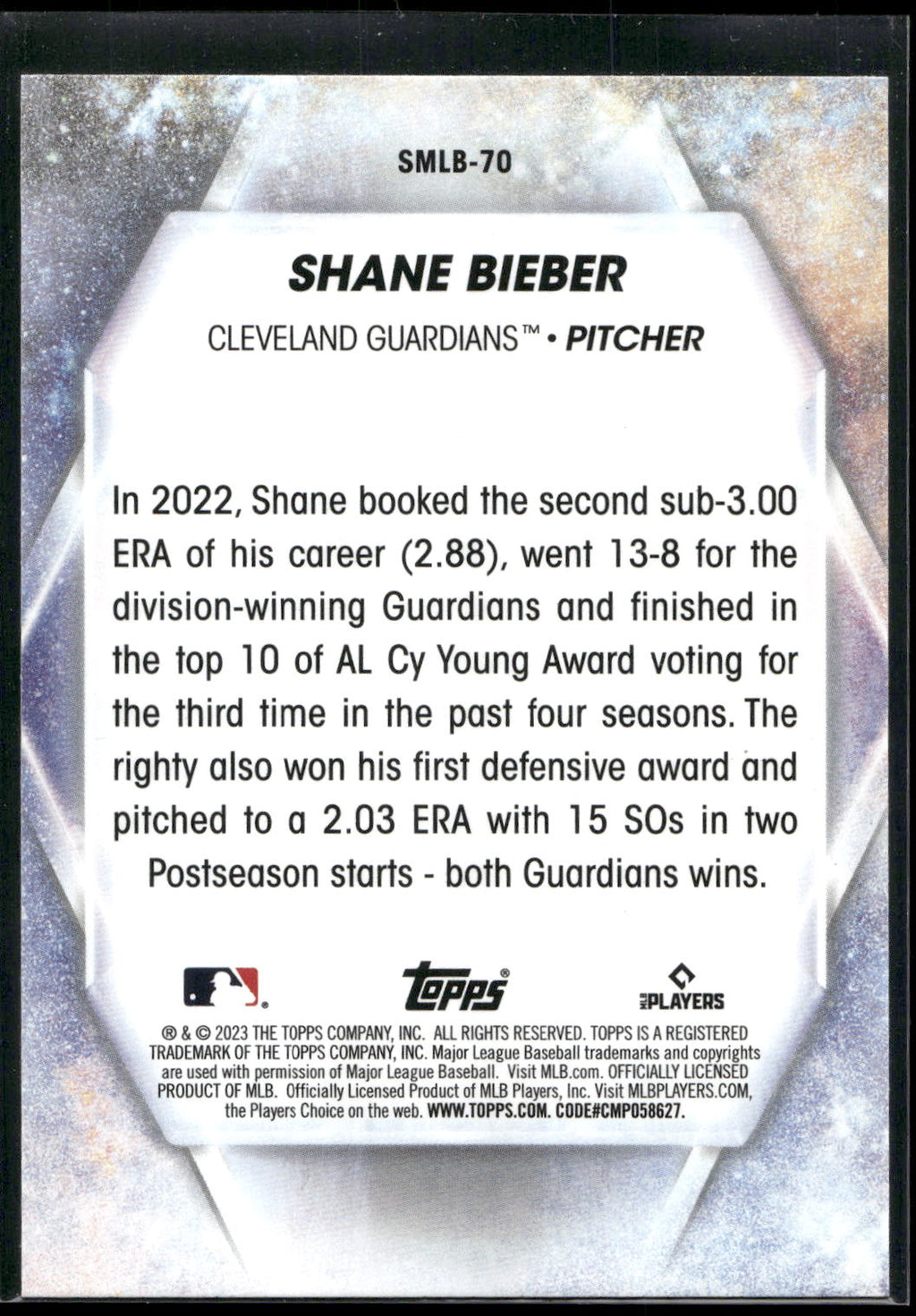 2023 Topps Update #SMLB-70 Shane Bieber Stars of MLB