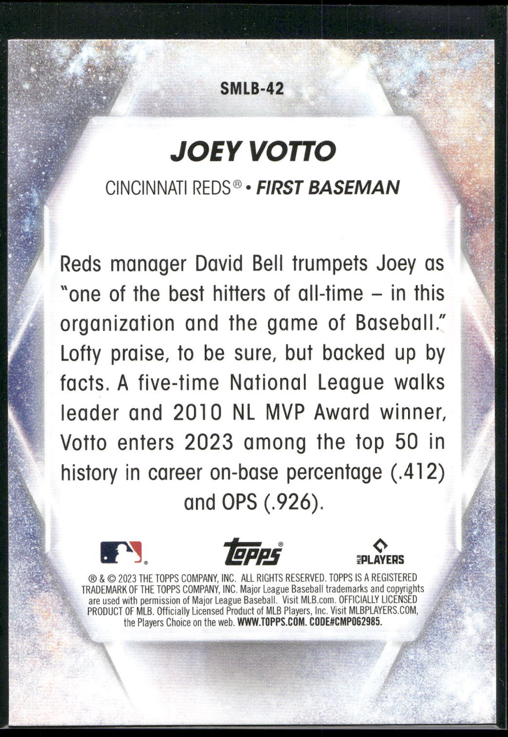 2023 Topps #SMLB-42 Joey Votto Stars of MLB