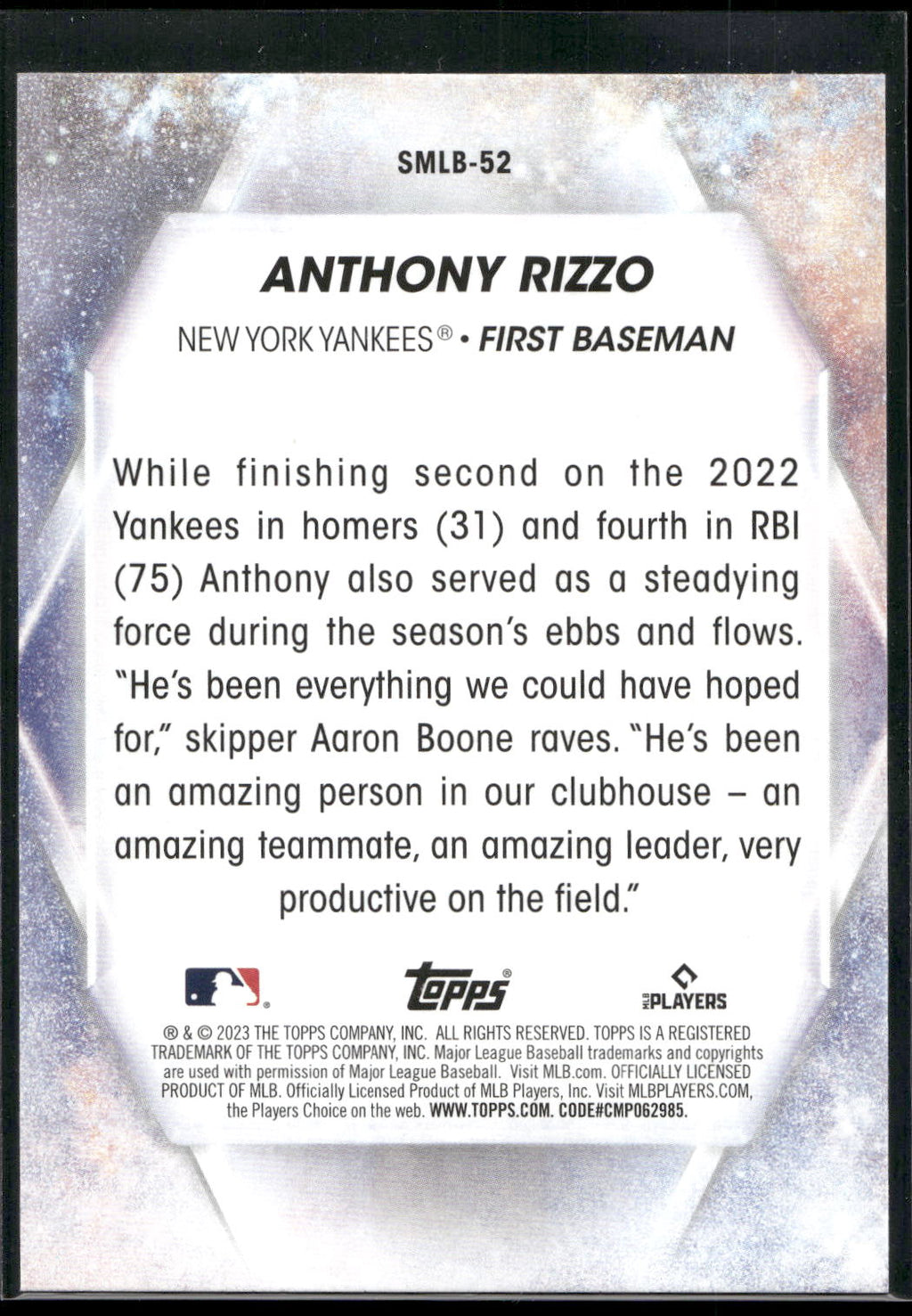 2023 Topps #SMLB-52 Anthony Rizzo Stars of MLB
