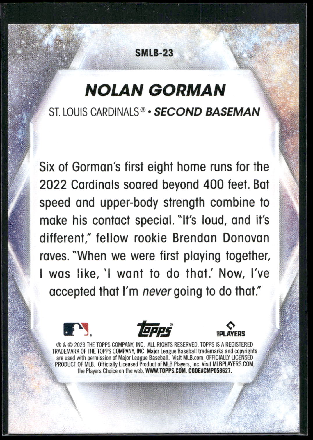2023 Topps #SMLB-23 Nolan Gorman Stars of MLB