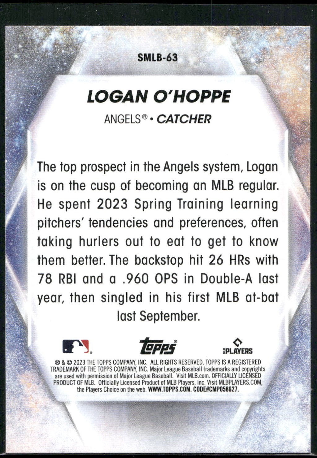 2023 Topps Update #SMLB-63 Logan O'Hoppe Stars of MLB