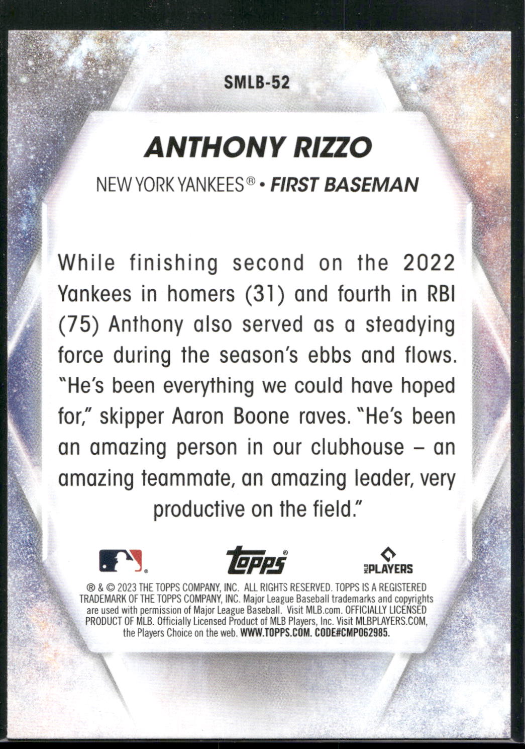 2023 Topps #SMLB-52 Anthony Rizzo Stars of MLB