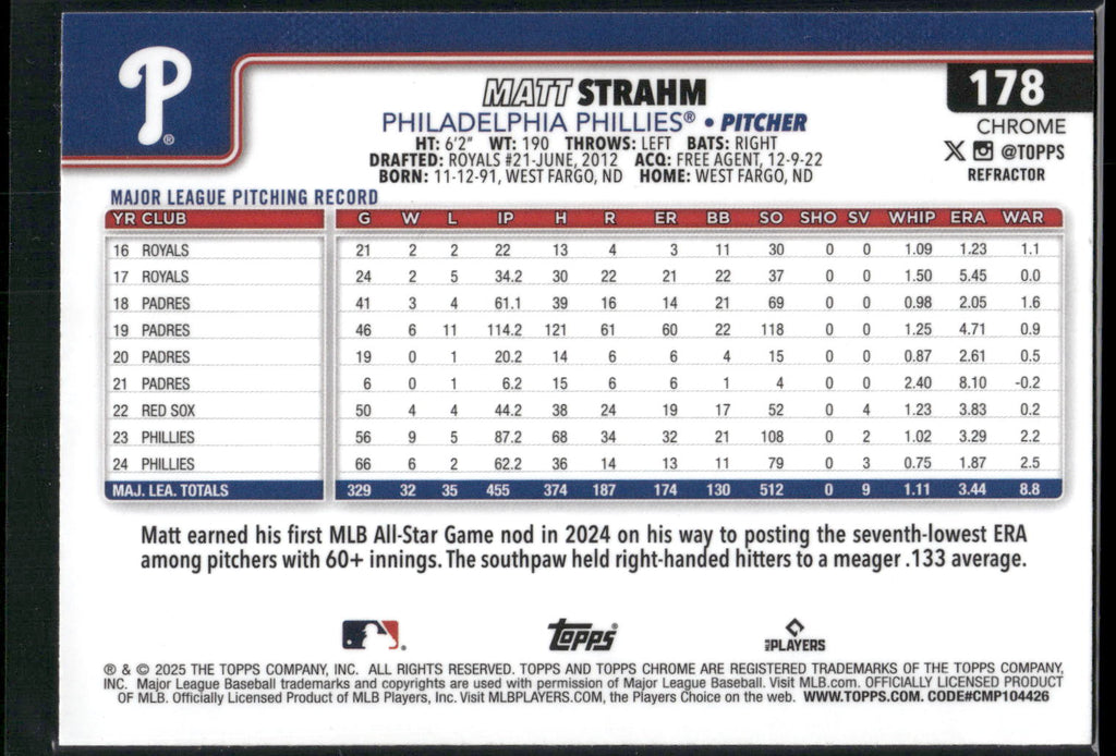 2025 Topps Chrome #178 Matt Strahm