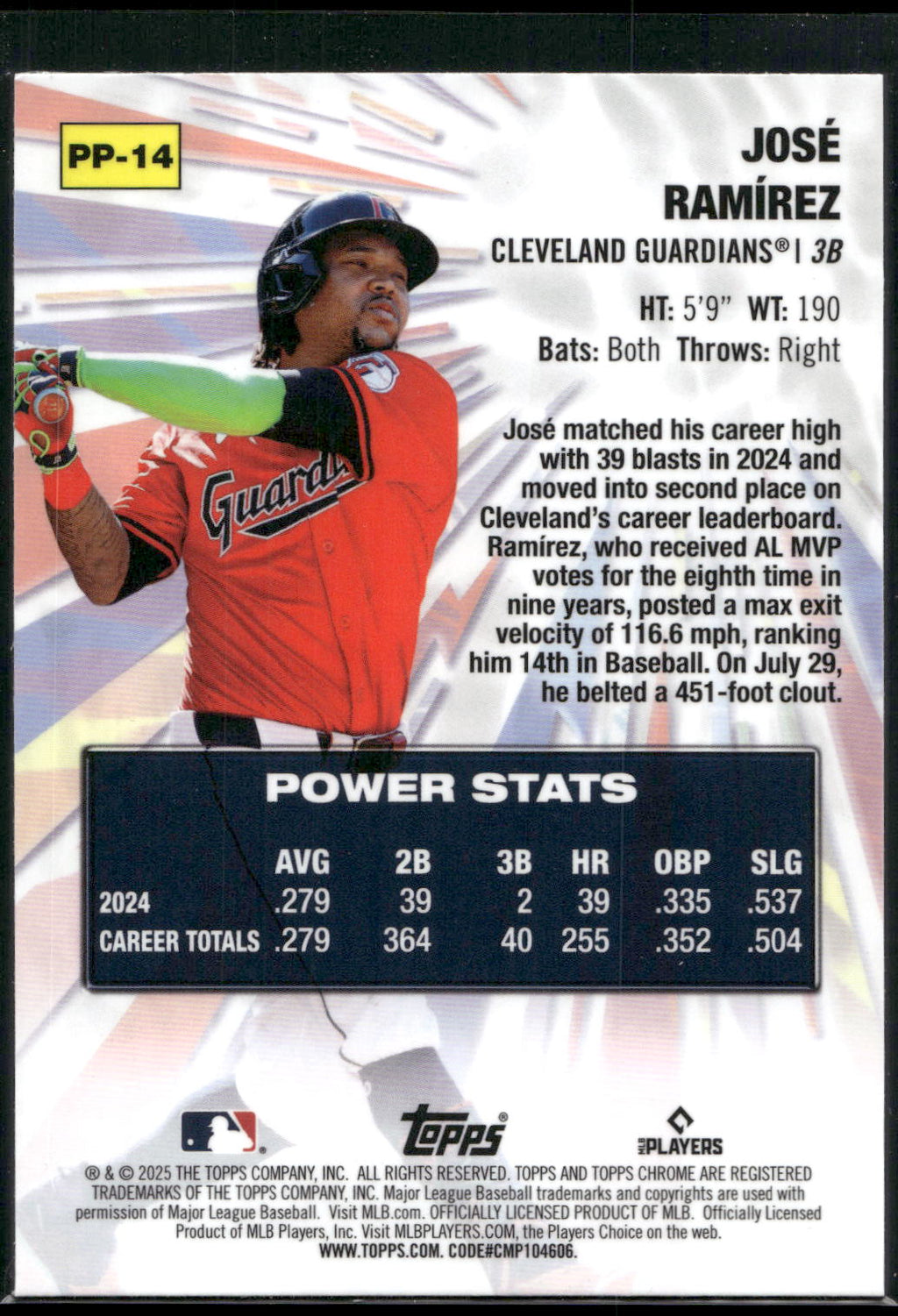 2025 Topps Chrome #PP-14 José Ramírez Power Players