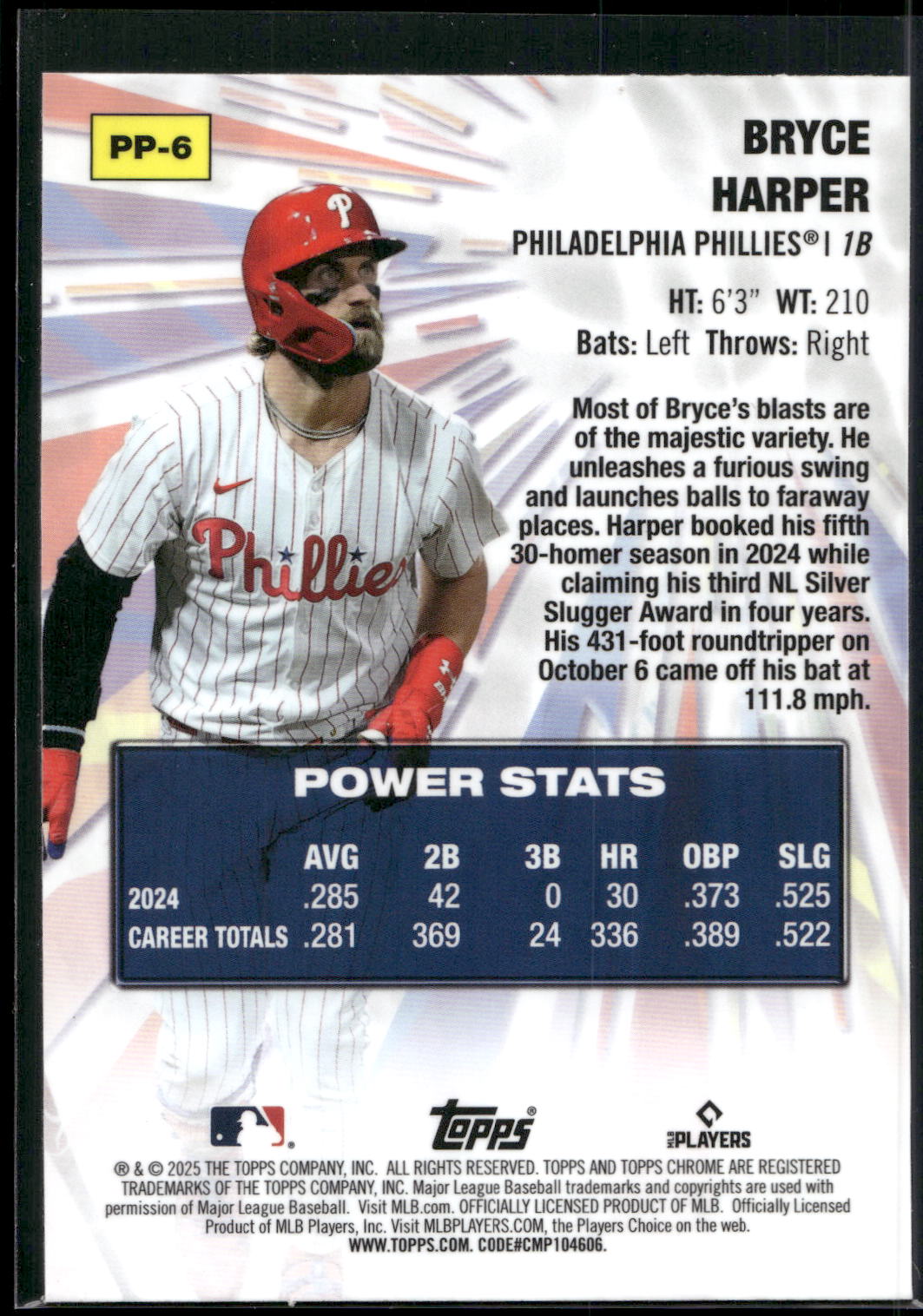 2025 Topps Chrome #PP-6 Bryce Harper Power Players