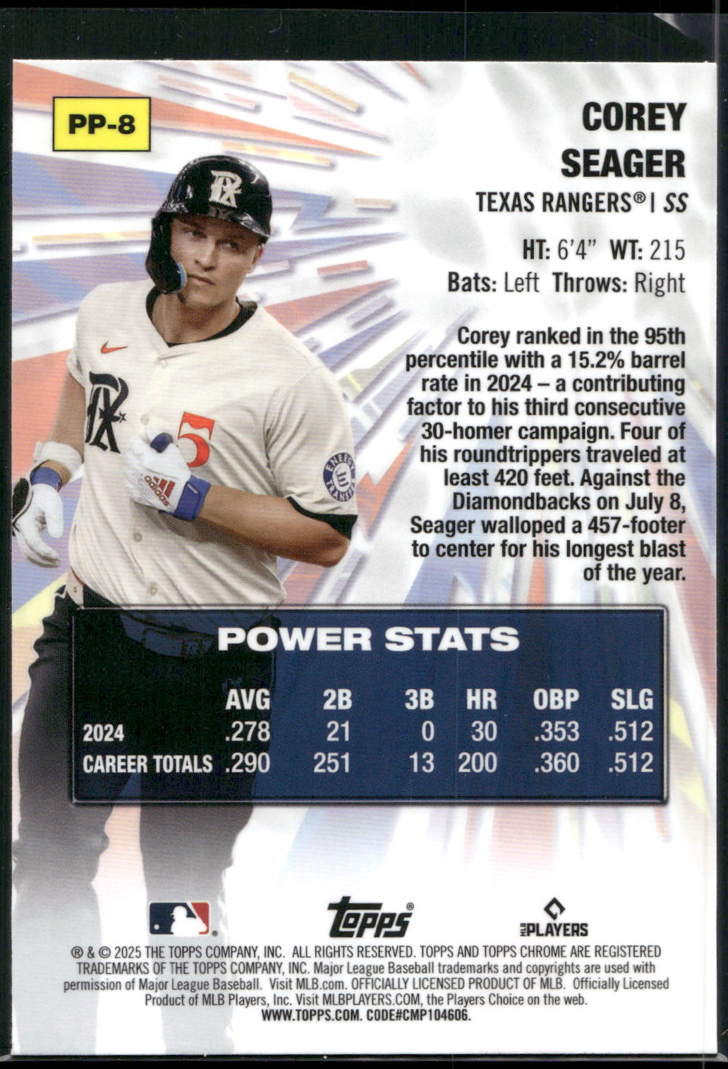 2025 Topps Chrome #PP-8 Corey Seager Power Players