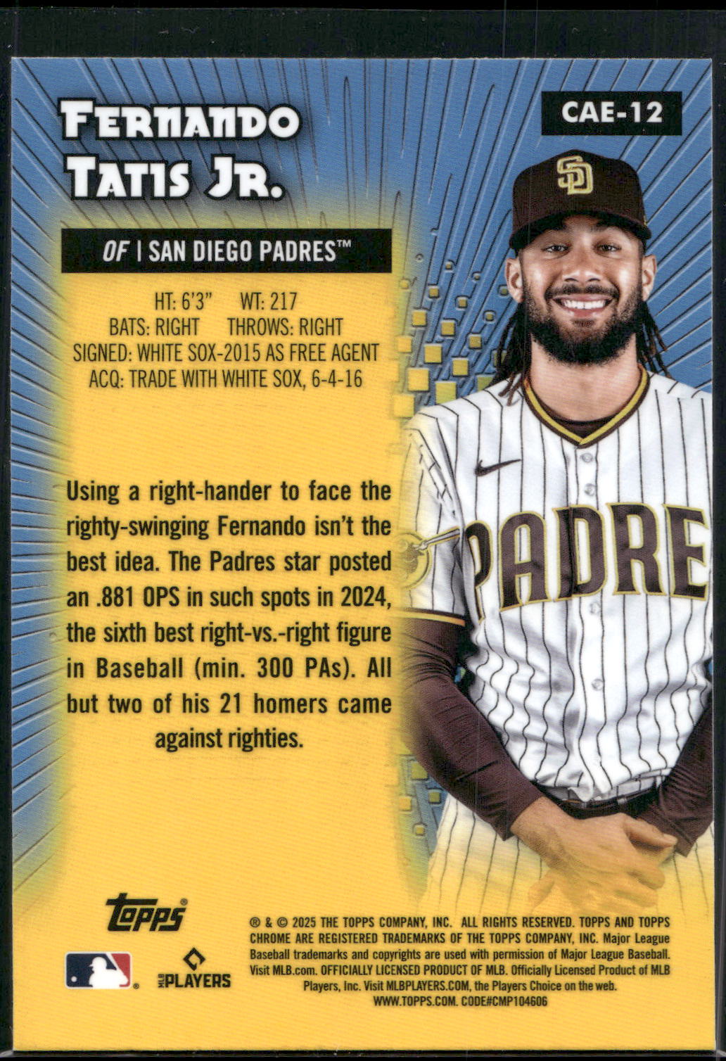 2025 Topps Chrome #CAE-12 Fernando Tatis Jr. Chrome All-Etch