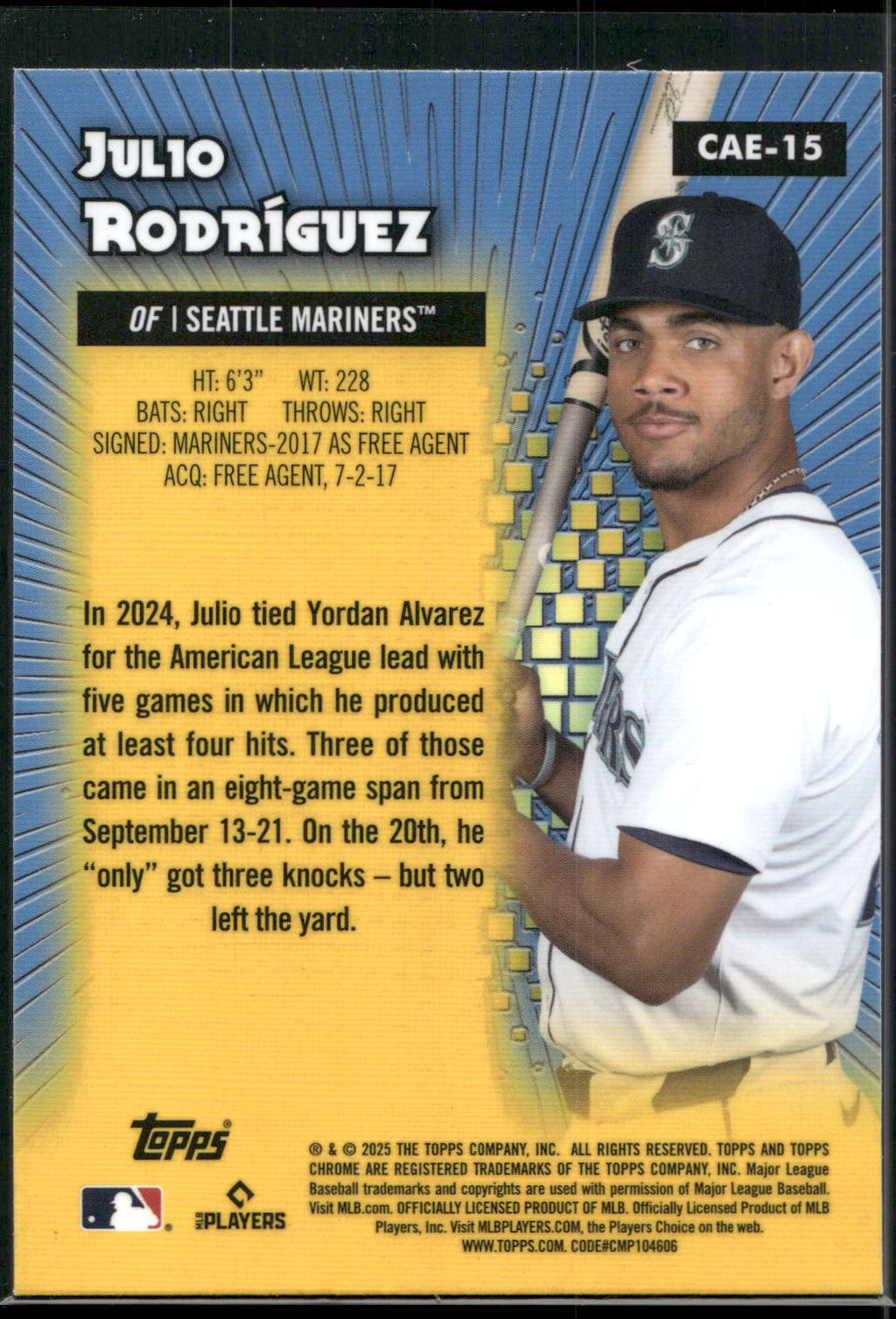 2025 Topps Chrome #CAE-15 Julio Rodriguez Chrome All-Etch