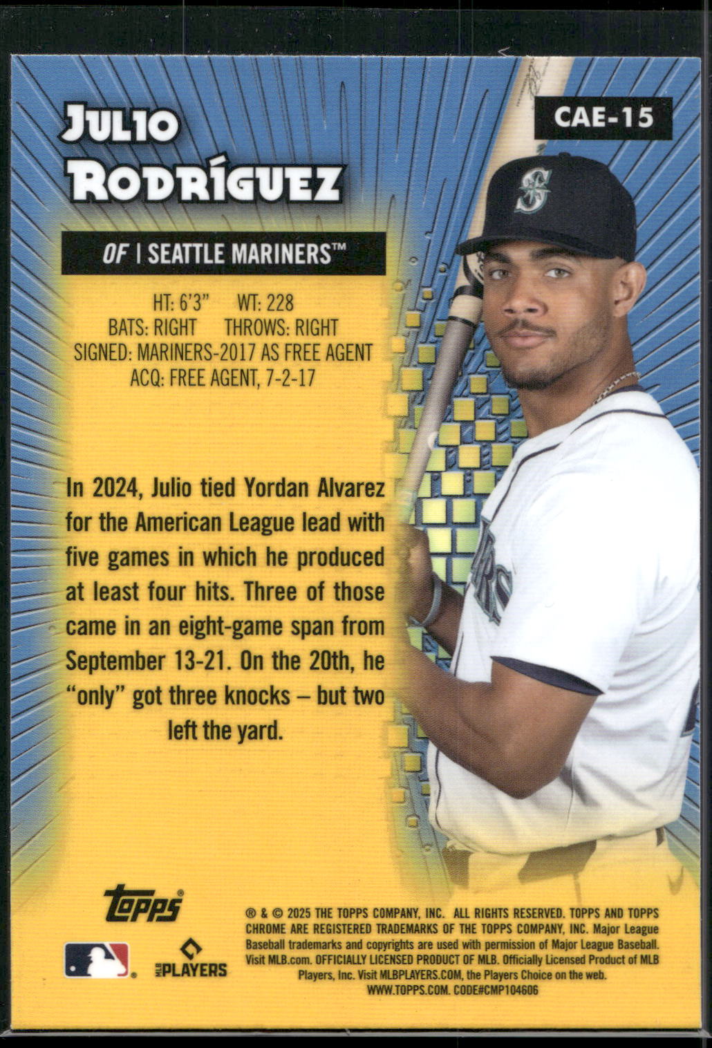 2025 Topps Chrome #CAE-15 Julio Rodriguez Chrome All-Etch