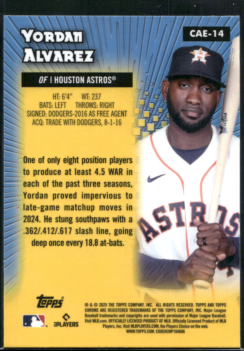 2025 Topps Chrome #CAE-14 Yordan Alvarez Chrome All-Etch