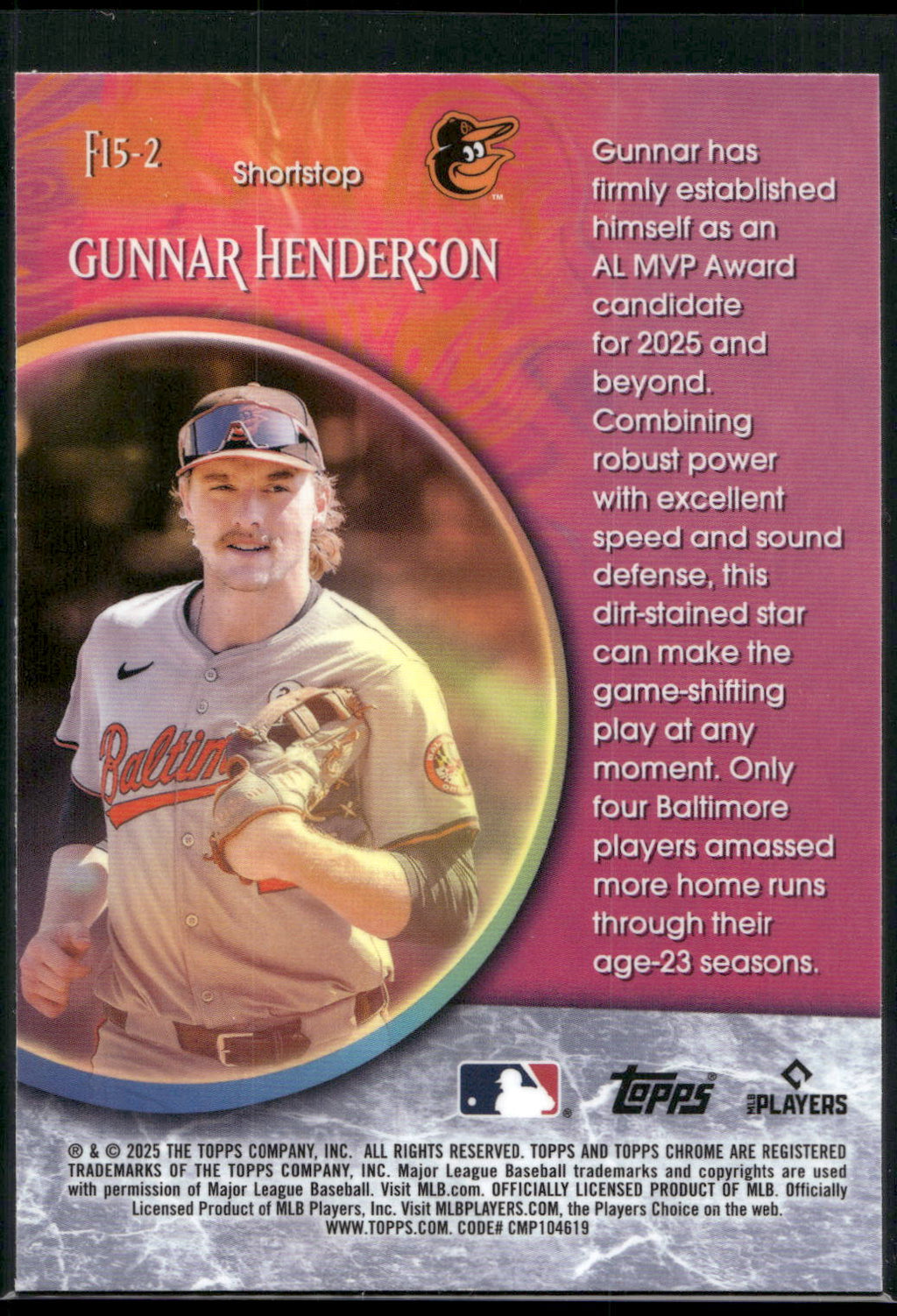 2025 Topps Chrome #F15-2 Gunnar Henderson Fortune 15