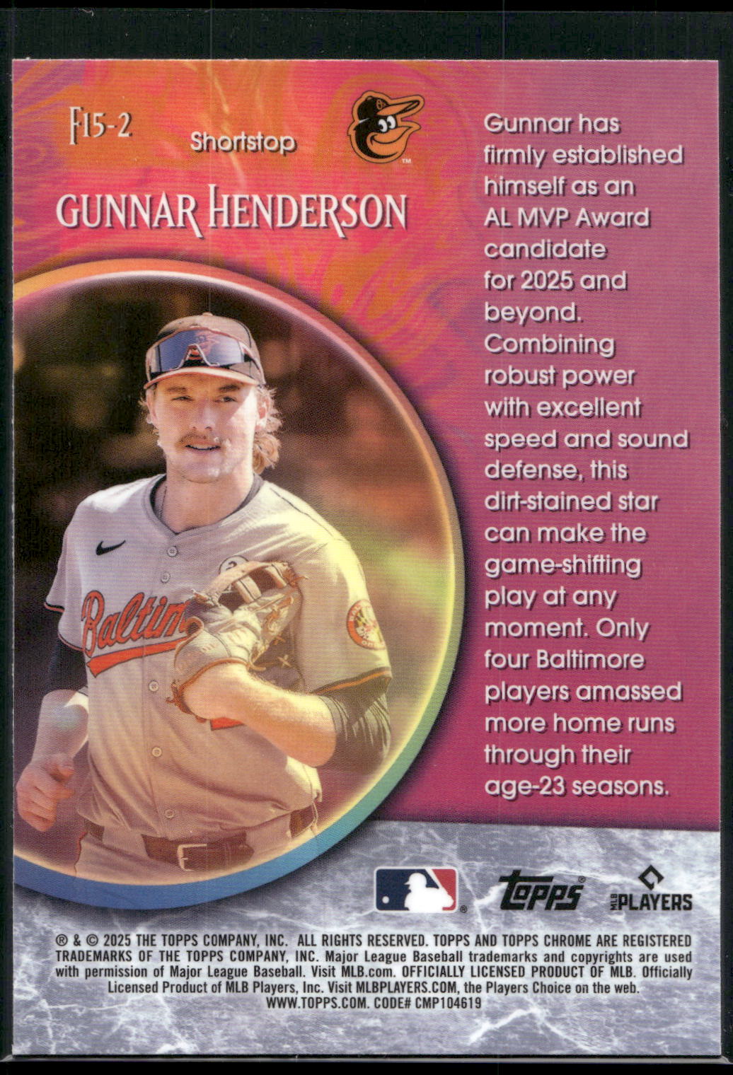 2025 Topps Chrome #F15-2 Gunnar Henderson Fortune 15