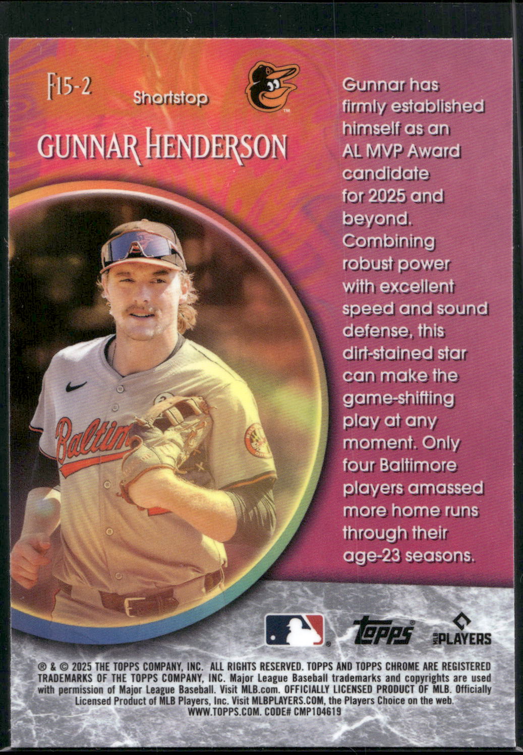 2025 Topps Chrome #F15-2 Gunnar Henderson Fortune 15