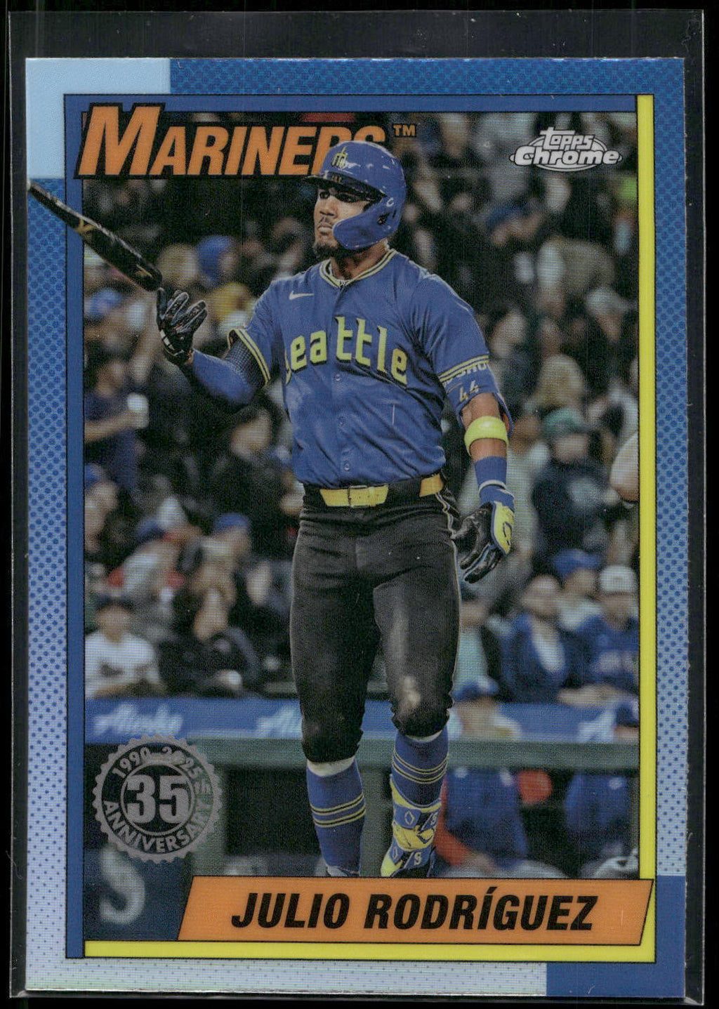 2025 Topps Chrome #90CB-6 Julio Rodriguez 1990 Topps Baseball 35th Anniversary
