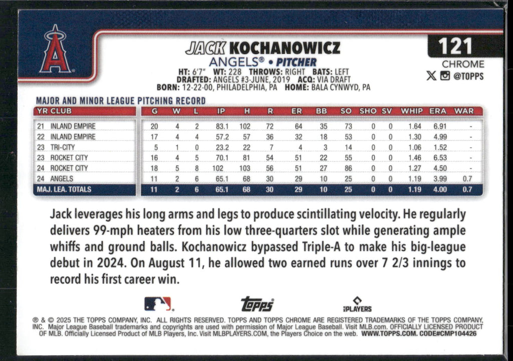 2025 Topps Chrome #121 Jack Kochanowicz