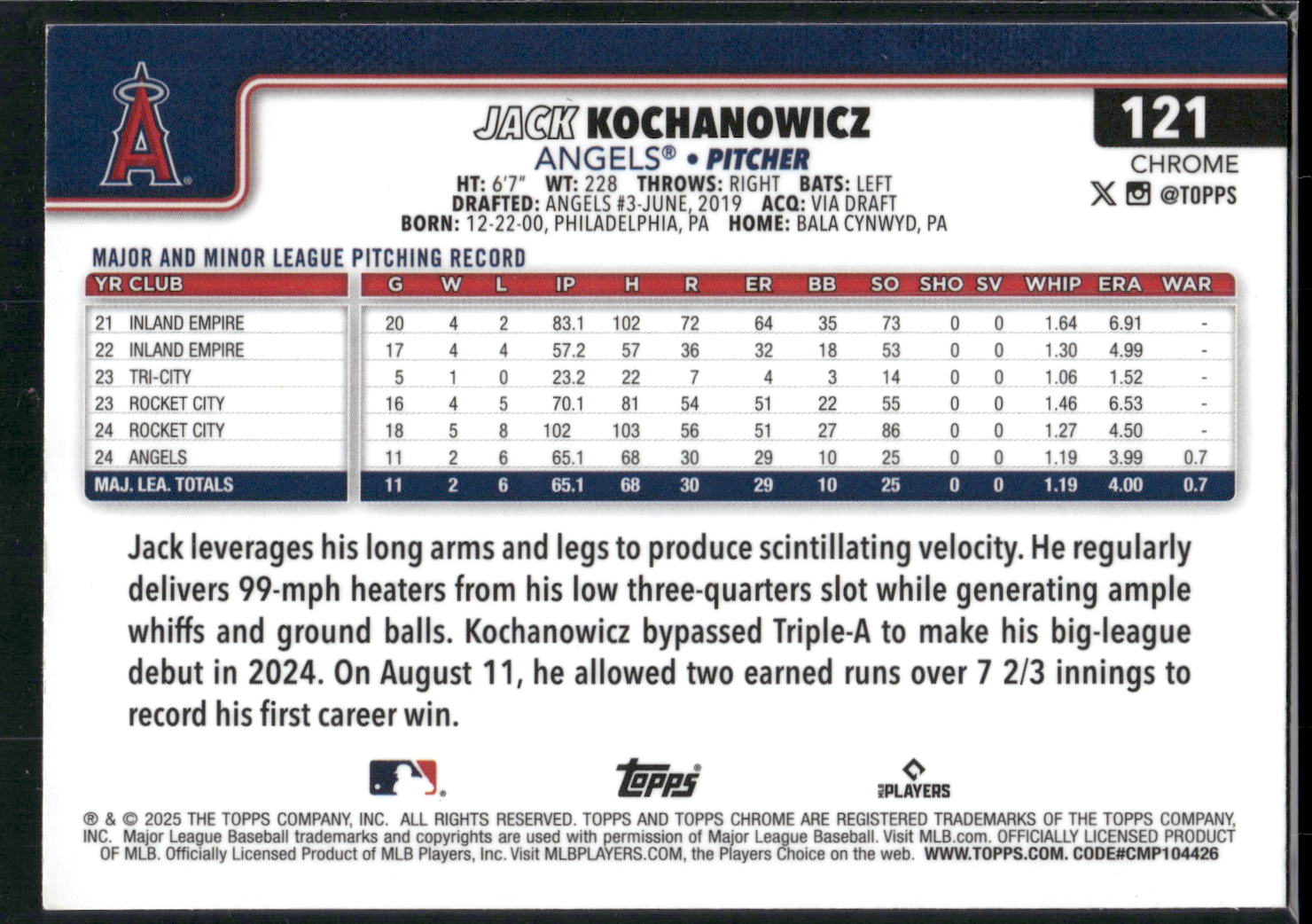 2025 Topps Chrome #121 Jack Kochanowicz