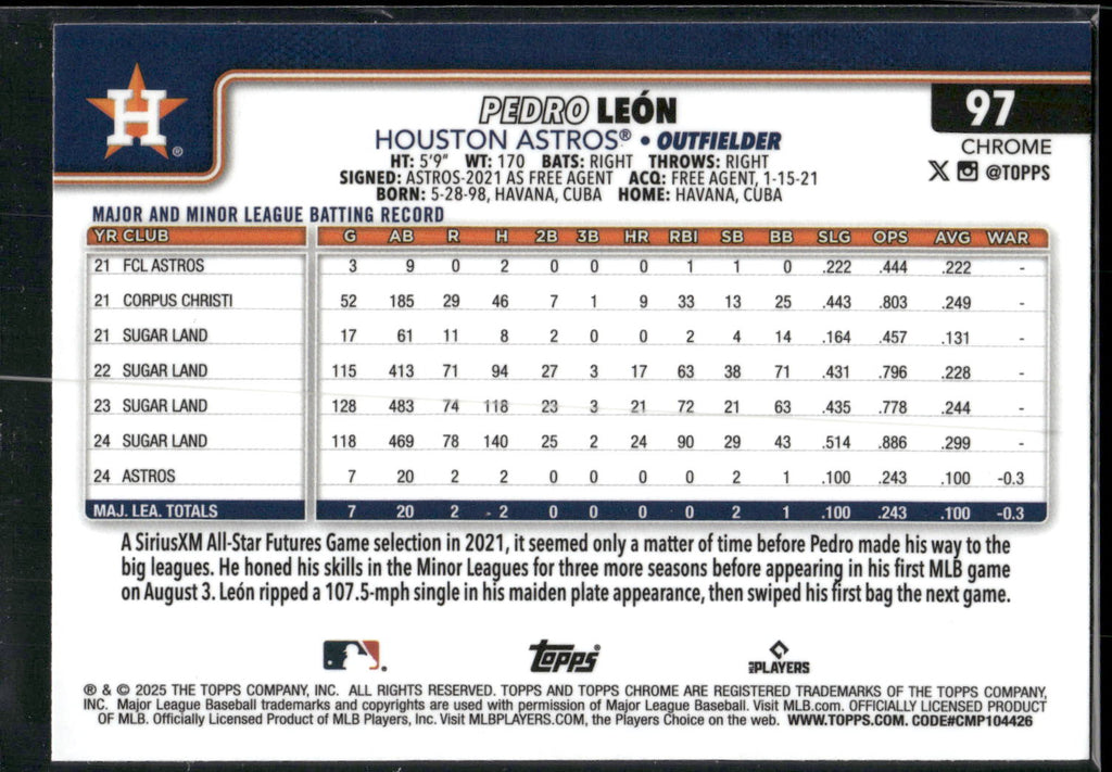 2025 Topps Chrome #97 Pedro León