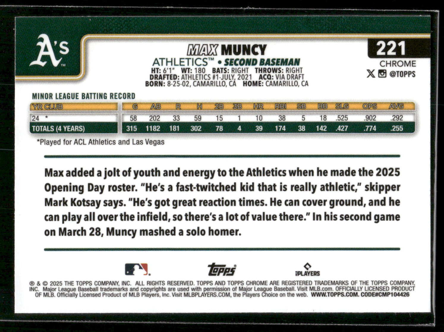 2025 Topps Chrome #221 Max Muncy