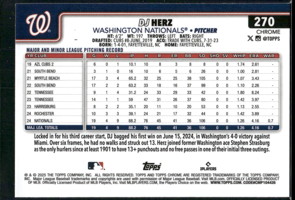 2025 Topps Chrome #270 DJ Herz