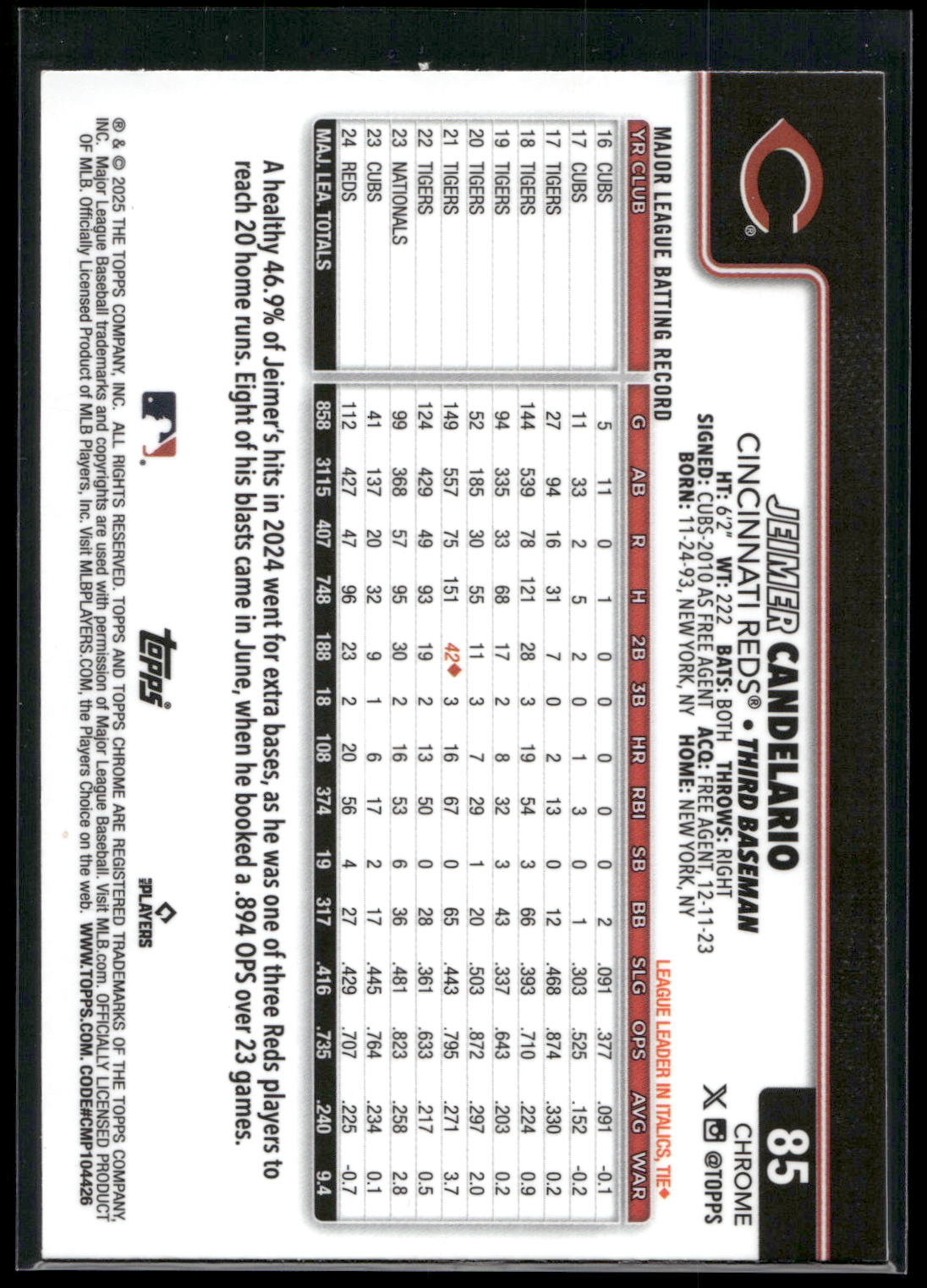 2025 Topps Chrome #85 Jeimer Candelario