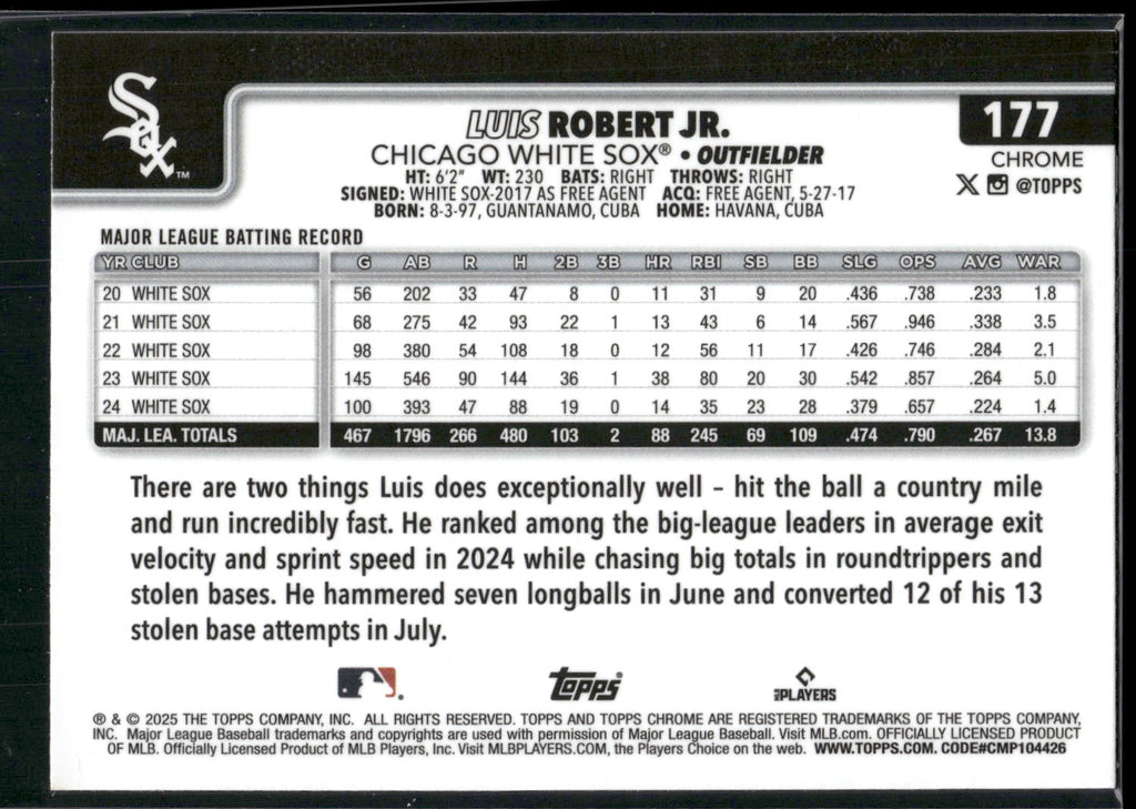 2025 Topps Chrome #177 Luis Robert Jr.
