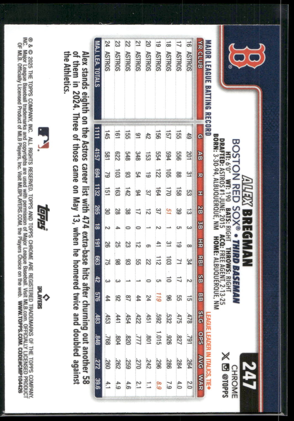 2025 Topps Chrome #247 Alex Bregman
