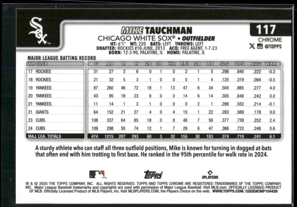 2025 Topps Chrome #117 Mike Tauchman