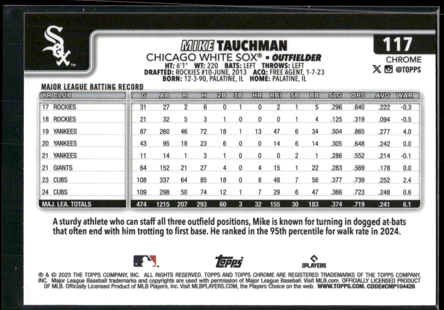 2025 Topps Chrome #117 Mike Tauchman