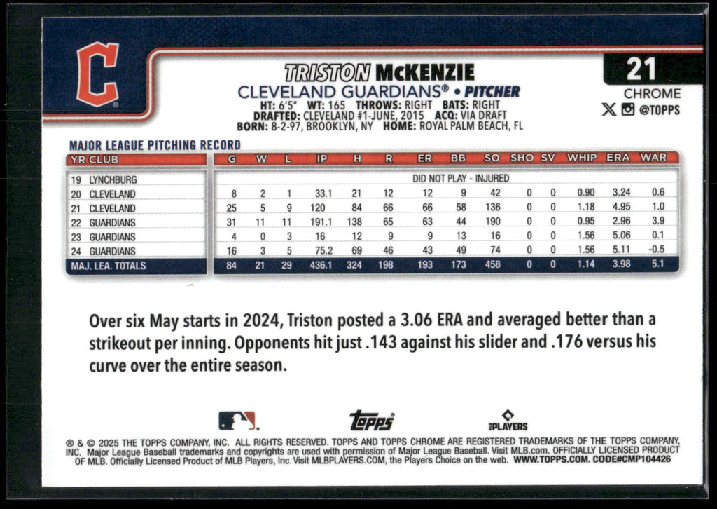 2025 Topps Chrome #21 Triston McKenzie