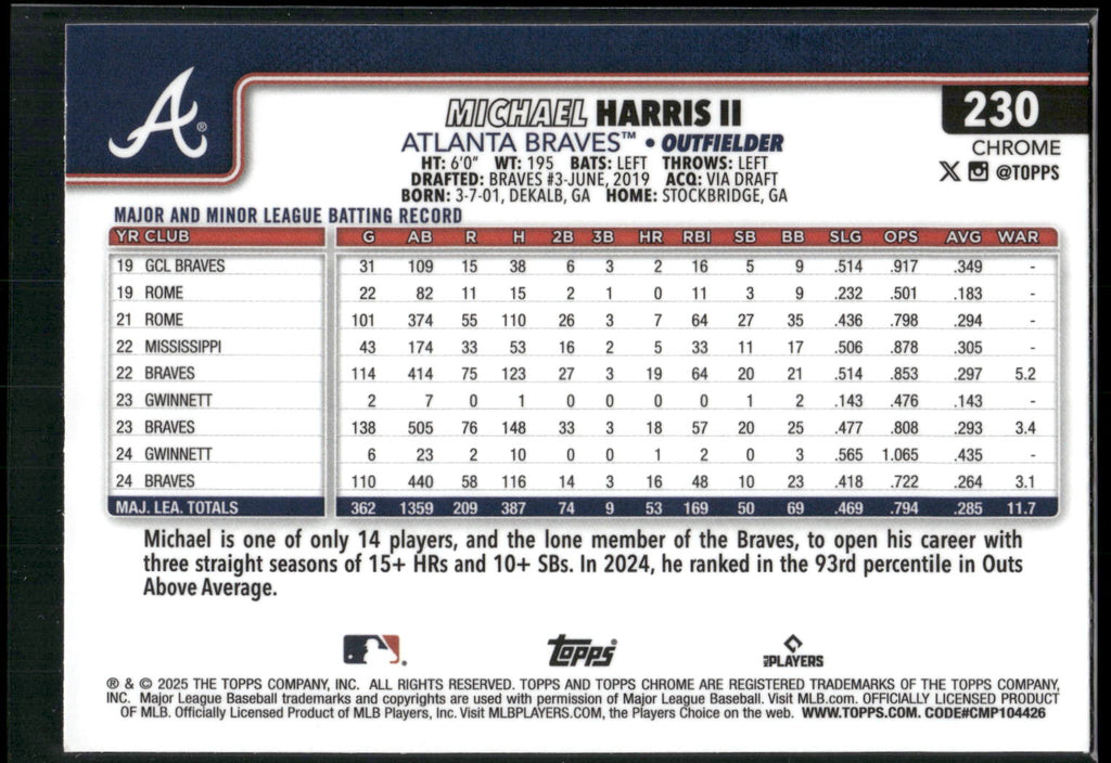 2025 Topps Chrome #230 Michael Harris II