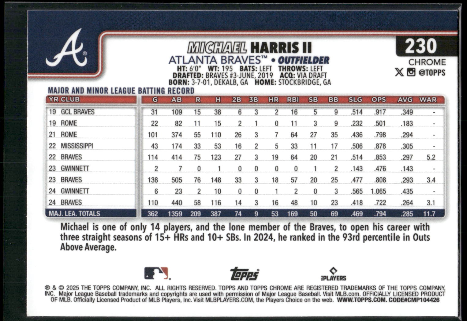 2025 Topps Chrome #230 Michael Harris II